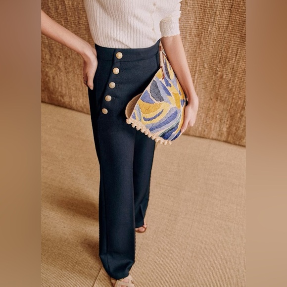 Sezane Marino Trouser in Navy Wool - Picture 2 of 10